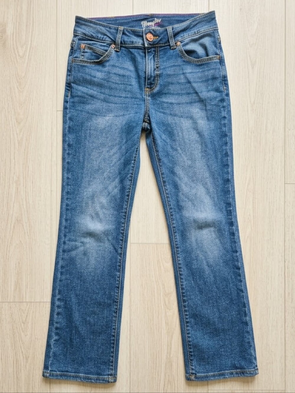 Wrangler Western Bootcut Jeans Size 7/8 x 30 Medium Wash Thick Stitch